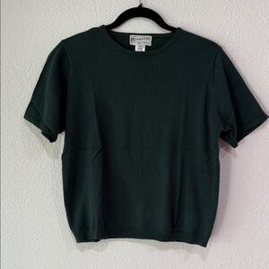 vintage green Pendleton crewneck sweater blouse in a women's petite size medium